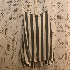 Green white striped tank tie back